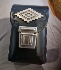 Black Leather Belt Pouch With Studs