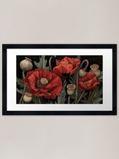 Poppy flowers in detailed art