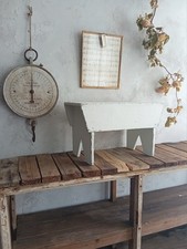 Country Stool White Chippy Painted Pine Timber Footstool Rustic Handmade C.19th