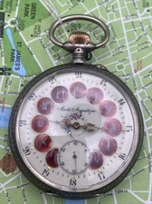 Goliath 71 MM Silver Red Cartouche Pocket Watch, Monte