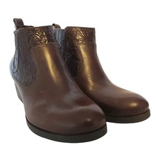Nurture Lamaze Walker Brown Floral Tooled Leather Ankle Boots Women's 8 Western