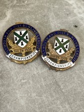 Vintage X2 Bowling Club Enamel Badge - Plymouth Dist Bowling League Div2b 1938