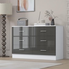 Wide Chest 6 Drawer - Grey High Gloss Front / White Matt Finish REFLECT