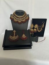 Heavy Indian Pakistani Bridal Red Jewellery Set