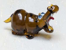 Rare Vintage Murano Hand Blown Glass Hippo Hippopotamus Cartoon Style Figurine