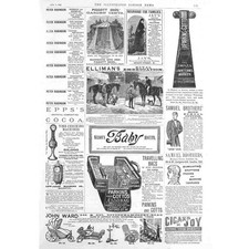 Victorian Adverts Lawn Tennis Marker, Time Checking Machine - Antique Print 1885