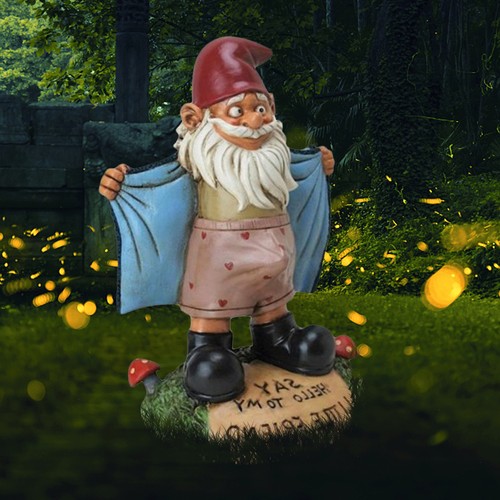 Naughty garden gnome statue - garden,