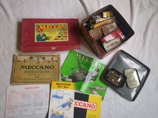 Vintage Meccano Bundle With Instructions Box And Tins