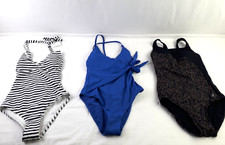 M&S Women's Swimsuit Bundle x 3 Size 8 Brown Blue White Striped NEW F2
