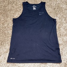 Nike Elite Tank Top Shirt Mens Size Large Black Grey Swoosh Logo Athletic Cut