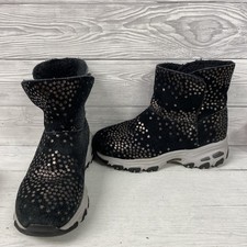 SKECHERS Draco Starry Black Suede Fleece Lined Ankle Boots Size 3 PK2001971