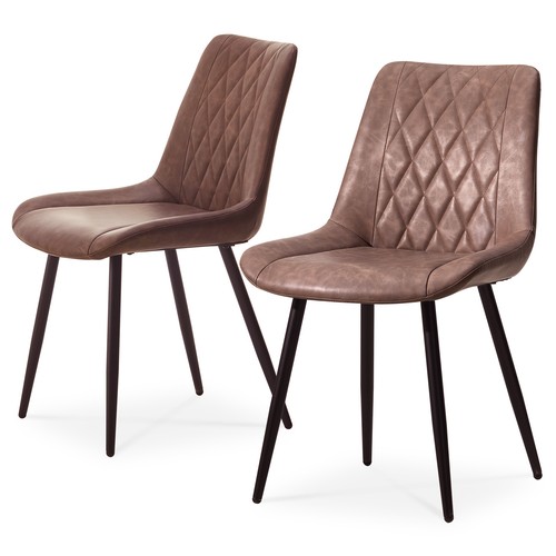 Pcs brown dining chairs faux - 2,