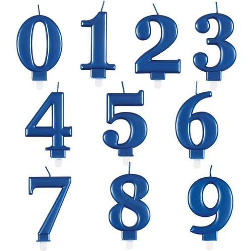 Blue metallic coloured number - coloured,