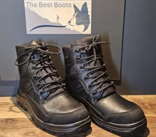 Black Leather Military Hot Weather Safety Combat Boots - UK Size UK 9 M #1210