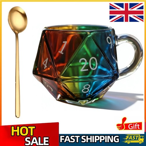Rainbow d20 dice mug - dice,