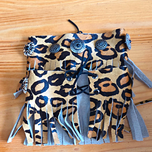 Leopard print suede fringe - leopard,