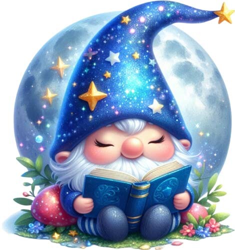 Colour magical blue gnome moon - colour,