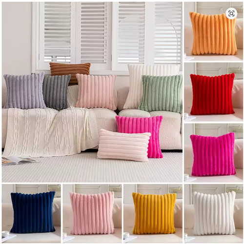 Ribbed plush cushion covers - cushion,