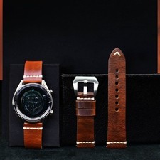 Explosion Pattern Retro Genuine Leather Watch Band Oil Wax Leather Strap 18-24mm