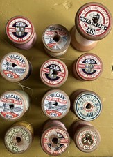Vintage Wooden Cotton Reels x 12 Silko, Coats, Silcarn walrus