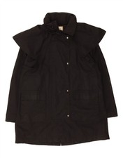 SYDNEY OILSKIN Womens Hooded Waxed Capelet Coat UK 18 XL Black Cotton AO07