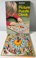 VINTAGE WOODEN CHILD'S JIGSAW PUZZLE CLOCK TIME TEACHER HAYTER SPEARS 1970s
