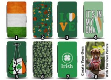 Irish Flip Wallet Case Ireland Flag Colours Shamrock Shamrocks Clover Green Coo