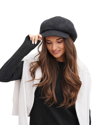Women grey wool newsboy cap - newsboy,