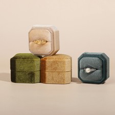 Octagon Square Velvet Ring Box Detachable Lid Vintage Earings Gifts Holder Boxes