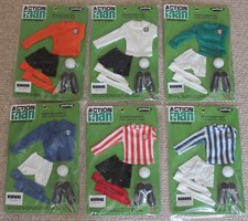 vintage action man 40th anniversary six football strips carded boxed 