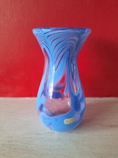 Uredale Bud Vase Blue / Purple Swirls  16cm High. 
