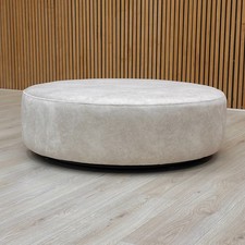 Furniture Village ‘Mariah' Dapple Cream Velvet Round Twister Footstool RRP £700