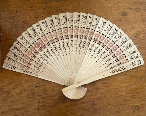 Vintage hand fan pierced - fan,