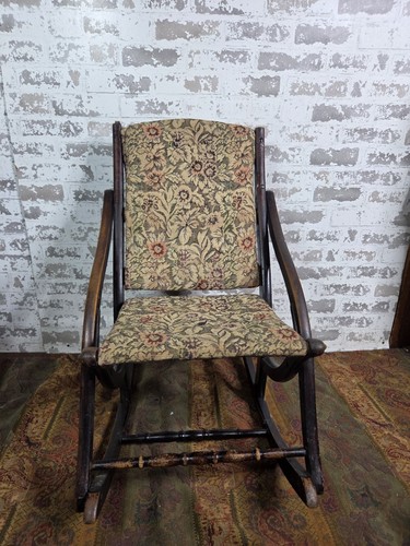 Vtg wooden folding rocking - vtg,