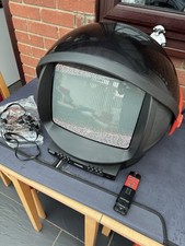 Retro 80s Philips Discoverer Red & Black Futuristic Space Helmet CRT Television