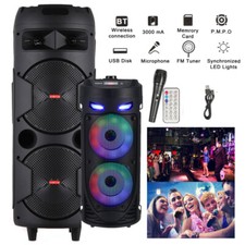 Portable Bluetooth Party Speaker Sub Woofer Heavy Bass Sound System & MIC UK
