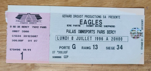 Eagles vintage unused ticket - eagles,