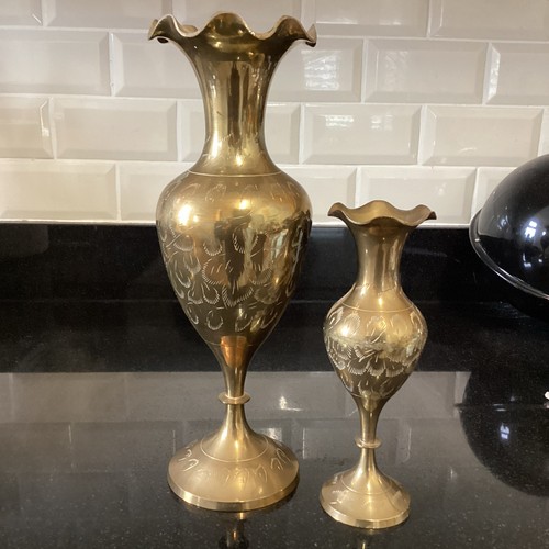 Pair vintage hand etched - of,