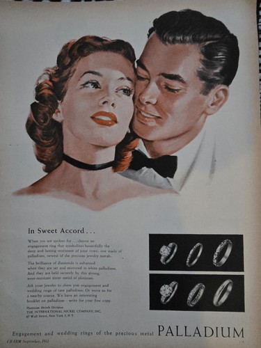 1951 palladium diamond wedding - palladium,