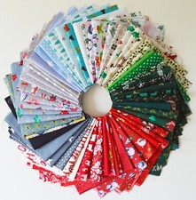 Christmas Mixed 100% Cotton Fabric Material Bundle Scraps Offcuts 10sq" or 5x10"