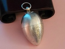 Superb Antique Silver Nutmeg Grater With Seed Compartment ~ Engraved Initials