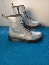 Dr Martens Silver Reptile 1460Y Size 4 UK.  VGC 