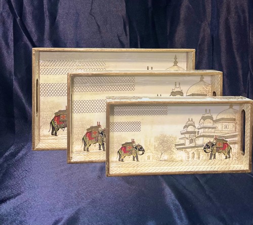 Decorative tray with handles - with, handles(