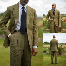 Green Linen Men Suit Spring