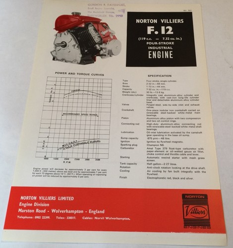 Norton villiers engines - villiers, f.12