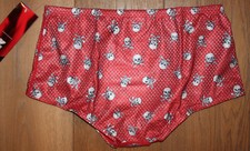 TYR Men's Medium 30 Red Silver Polymesh Swim Suit Skull Crossbones USA Made New