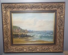 Coastal Beach Scene Great Yarmouth Oil Painting Canvas Landscape Signed 60x50cm