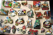 COLLECTION JOB LOT approx 23 vintage enamel MOTORCYCLE racing biker PIN BADGES