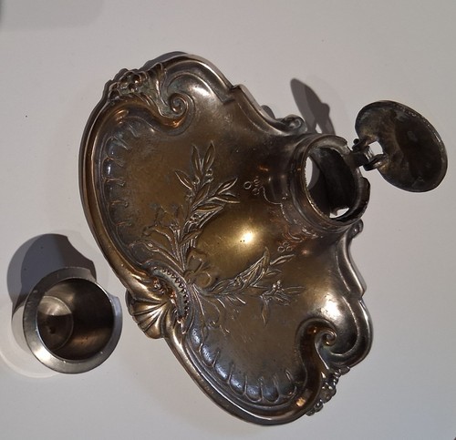 Inkwell ornate brass - , believed