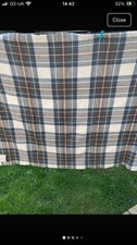 James Pringle Weavers Blue Tartan Check Wool Blend Blanket Throw 50” X 60”